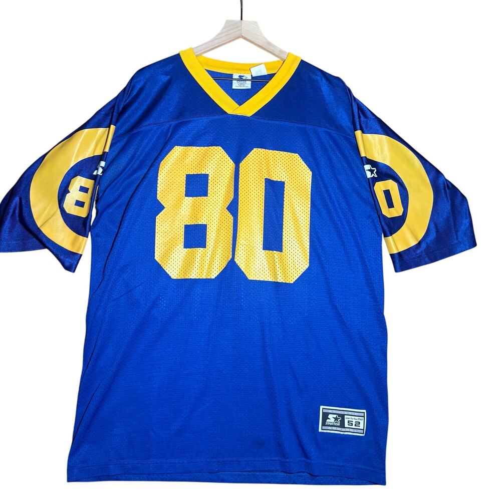 Throwback Blue Rams #80 Isaac Bruce XL Jersey